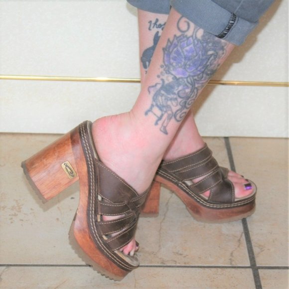 Candies Vintage Wooden Platform Heels 